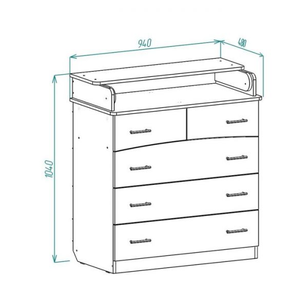 Комод К-12 1040х940х480 Дуб выбеленный