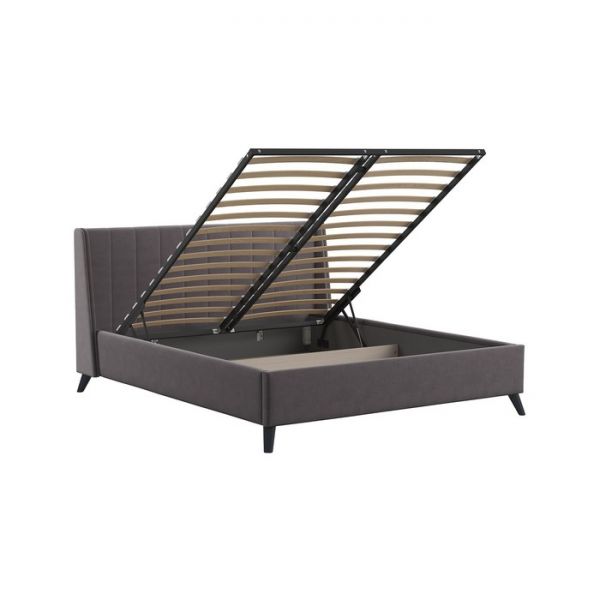 Кровать Мелисса, 1600х2000, ортопедическое осн+ПМ, Вивальди 24/Темный серо-коричневый