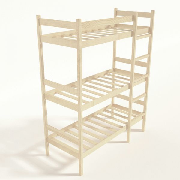 Трёхъярусная кровать из массива, 80 ? 190 см, цвет сосна