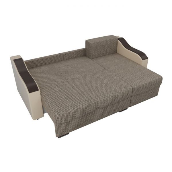 Угловой диван «Монако», механизм еврокнижка, рогожка, цвет бежевый / коричневый
