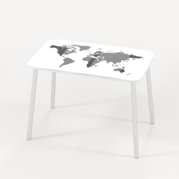 Обеденный стол Stalker, 1030 ? 640 ? 750 мм, ножки белые F3, фотопечать карта чйрная