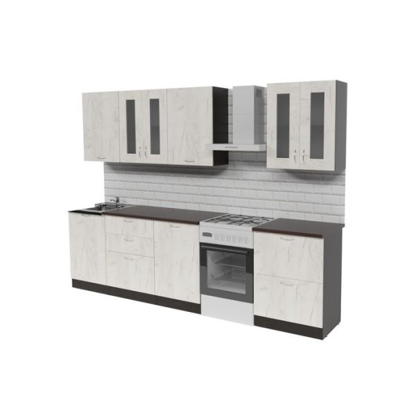 Кухонный гарнитур Лоретта компакт 2200х600 Венге/дуглас темный/Дуб грей