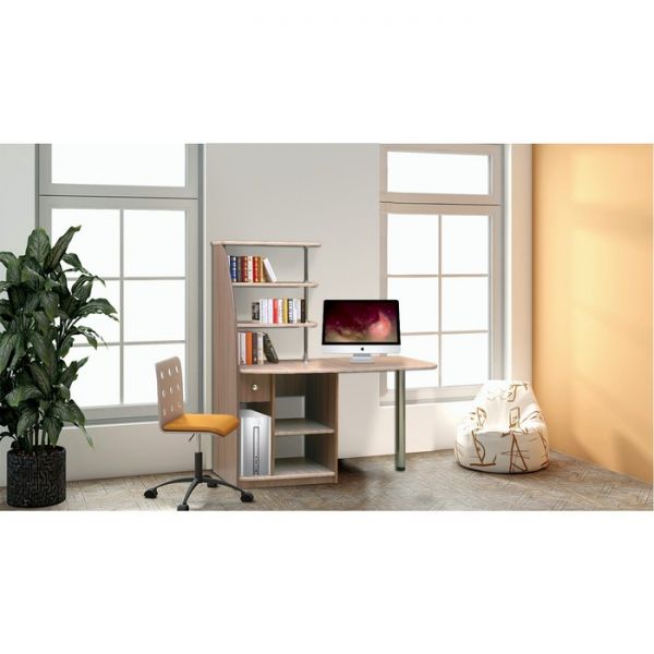 Стол компьютерный №11, 1350 ? 580 ? 1500 мм, цвет ясень шимо светлый/тёмный