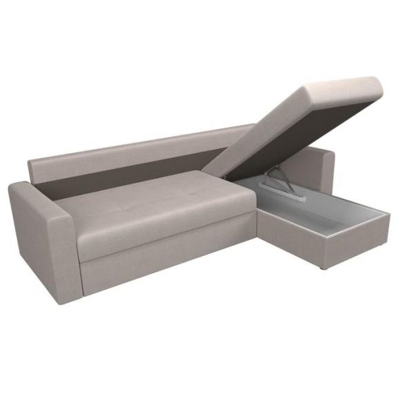 Угловой диван «Верона», механизм дельфин, рогожка, правый угол, цвет бежевый