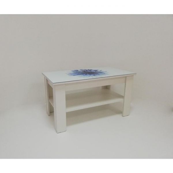 Стол журнальный «Бостон мини», 900 ? 500 ? 500 , стекло, цвет мультифлора / белый