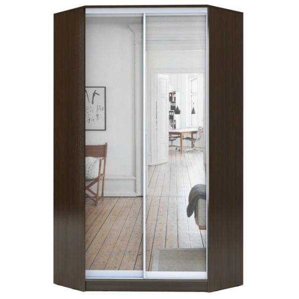 Угловой шкаф-купе Хит-У-23-4-55, 2300х1103х1103 зеркало Ясень шимо светлый