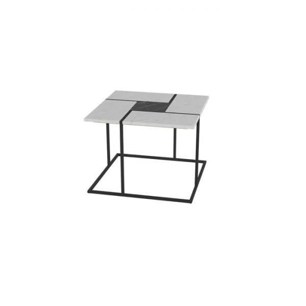 Стол журнальный «Калифорния», 600 ? 600 ? 450 мм, цвет белый мрамор / чёрный мрамор
