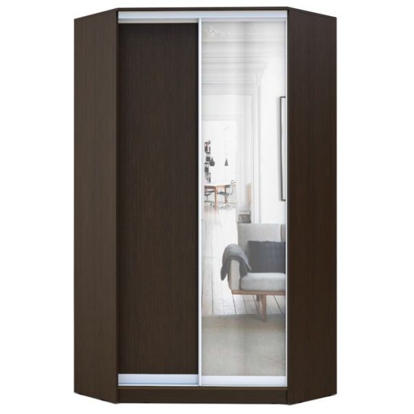 Угловой шкаф-купе Хит-У-23-4-15, 2300х1103х1103 ЛДСП+зеркало Белый