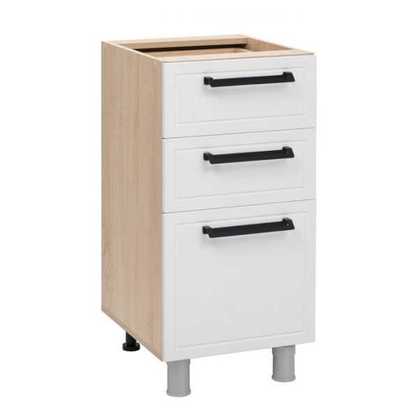 Шкаф наполный 3 ящ. Квадро 400х470х826 Дуб сонома/Нубук Милк