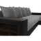 Угловой диван «Дубай», еврокнижка, правый угол, цвет серая рогожка / чёрная экокожа