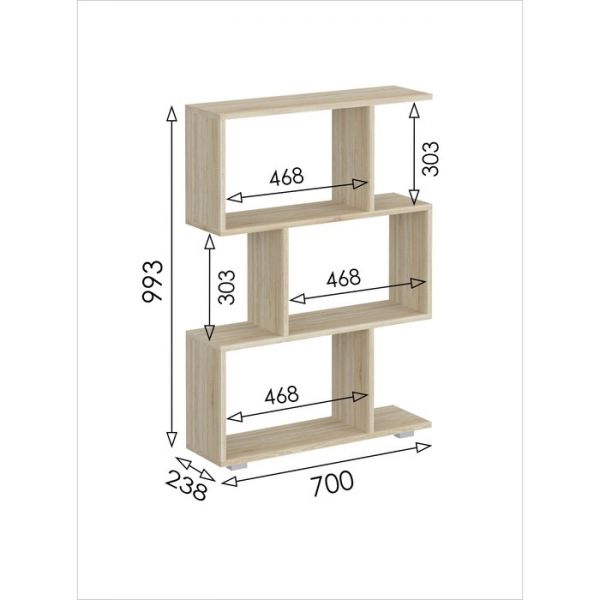 Стеллаж открытый мини «Салоу», 700 ? 238 ? 993 мм, цвет дуб сонома