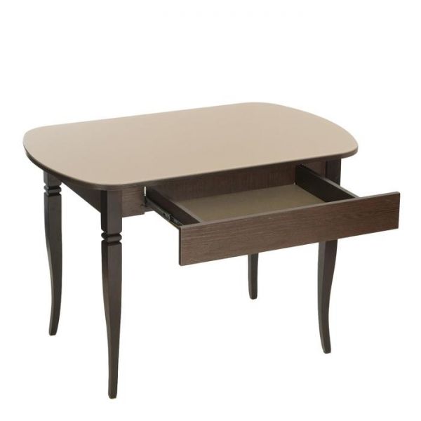 Стол кухонный с ящиком  Хоста-3 1100х700х745 венге/опора массив резной Венге