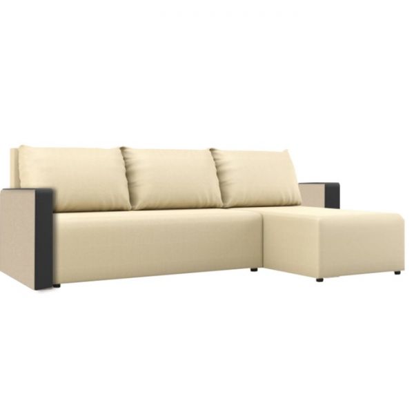 Угловой диван «Алиса 3», рогожка, цвет savana chocolate / savana camel / мarvel dark brown