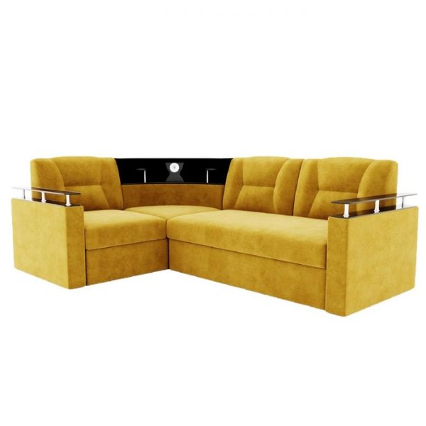 Угловой диван «София», угол левый, дельфин, подсветка, велюр, ЛДСП венге, цвет селфи 01