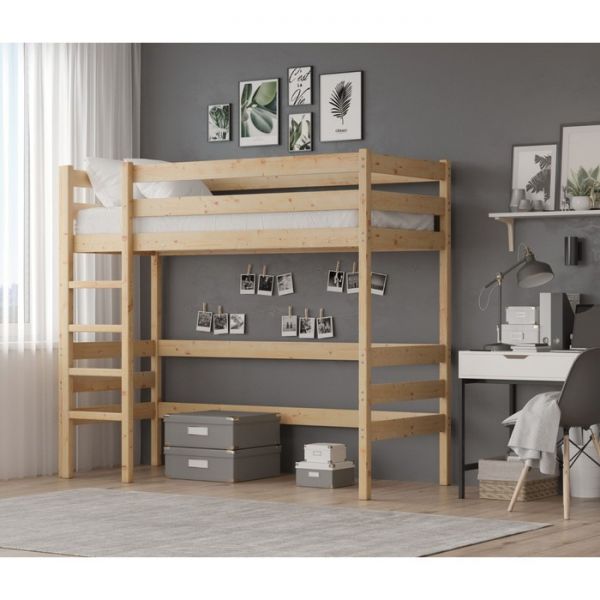 Кровать-чердак «К1», 70 ? 160 см, массив сосны, без покрытия