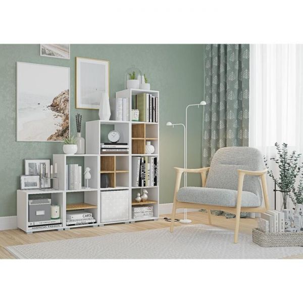 Стеллаж Лайт Бокс 3, 362х336х1074, Белый/Дуб золотой