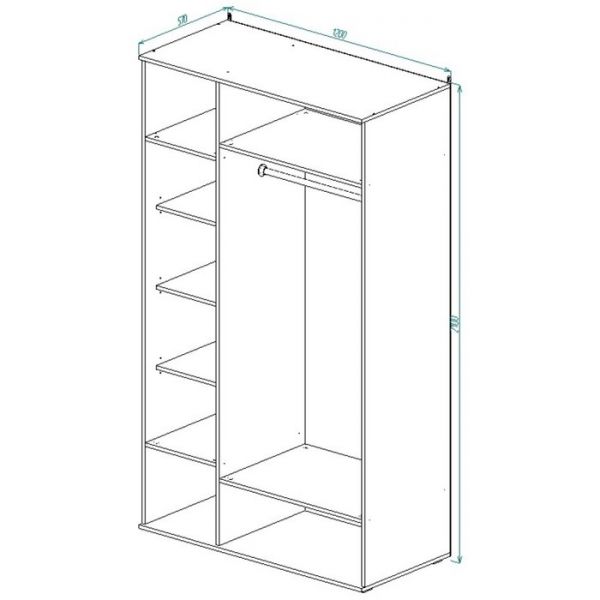 Шкаф ШР-3 Зеркало/Зеркало РИВЬЕРА 2100х1200х570 Ясень Шимо Светлый
