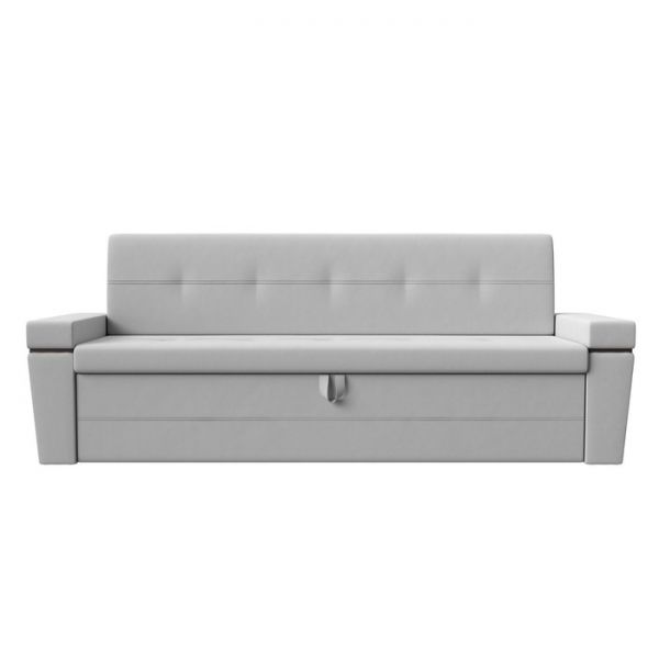 Кухонный прямой диван «Деметра», механизм дельфин, экокожа, цвет белый