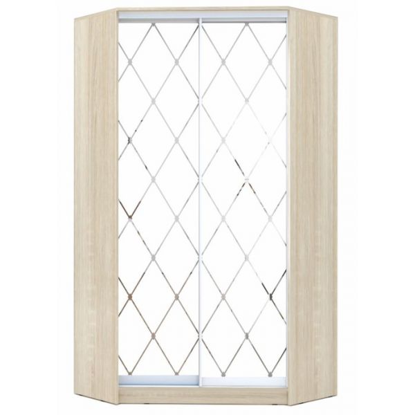 Угловой Шкаф-купе Хит-У-22-4-66, 1100x1100x2200, Дуб сонома, Ромб большой на матовом