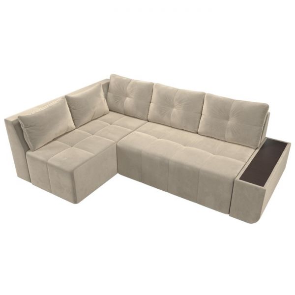 Угловой диван «Амадэус», правый угол, микровельвет, цвет бежевый