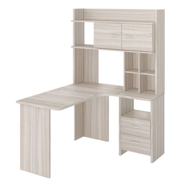 Компьютерный стол, 1200 ? 1300 ? 1785 мм, правый угол, цвет нельсон/белый