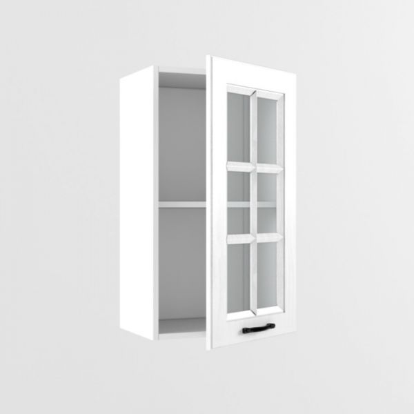 Шкаф навесной В400 со стеклом Вегас, 300х400х720, Белый