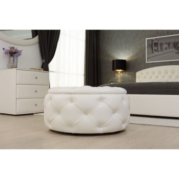 Пуф «Рондель большой», 900 ? 900 ? 450 мм, глухой, экокожа, цвет взбитые сливки