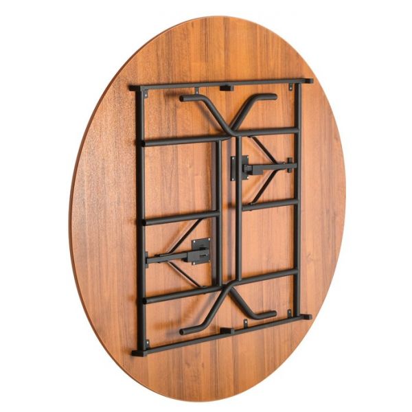 Стол складной Дельта круглый D1800, 1800х1800х750, Орех ноче Экко/Черный