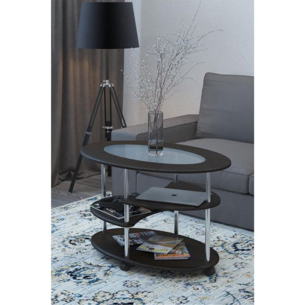 Стол журнальный «Эллипс», со стеклом сжс-01, 900 ? 600 ? 570 мм, цвет дуб белёный