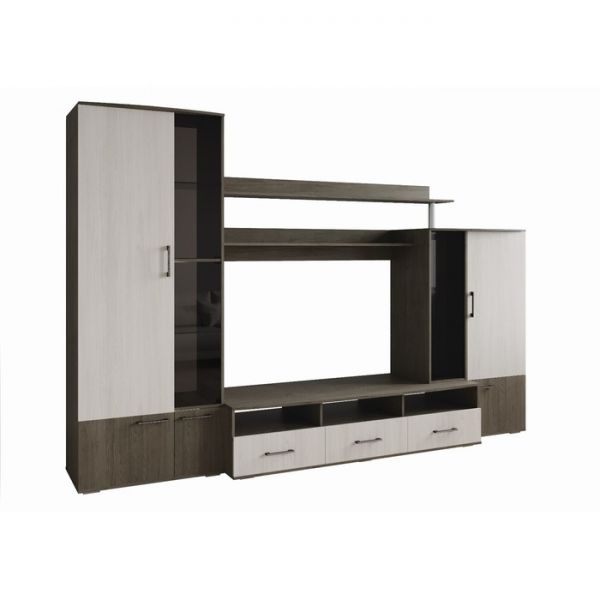 Гостиная Эмили 3060х596х2120 Анкор тёмный/ Анкор светлый