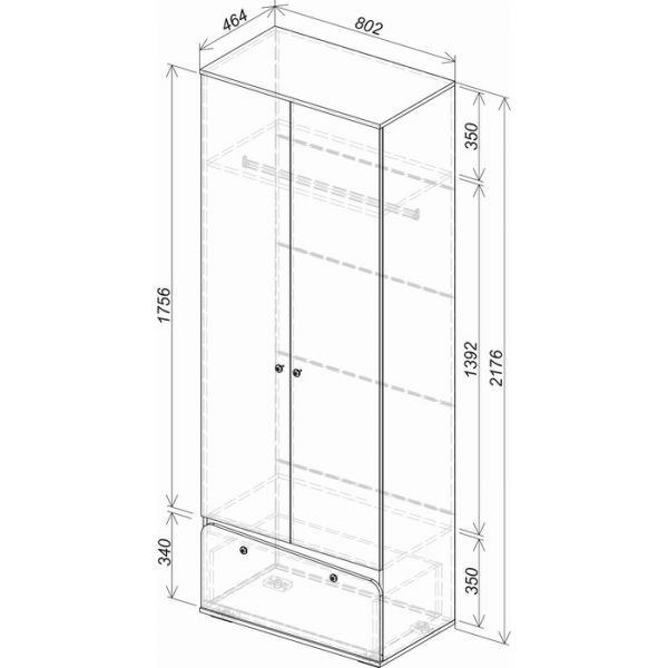 Шкаф для одежды Малибу 802х460х2176 ясень белый/айскрим с фотопечатью