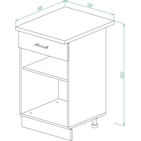 Шкаф напольный с ящиком Легенда-10 500х600х850 Дуб сонома