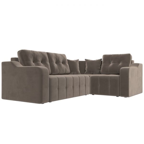 Угловой диван «Кембридж», механизм еврокнижка, велюр, цвет бежевый