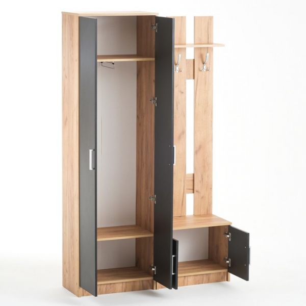 Прихожая Осирис, 1182х370х1994, Дуб крафт золотой/Черный