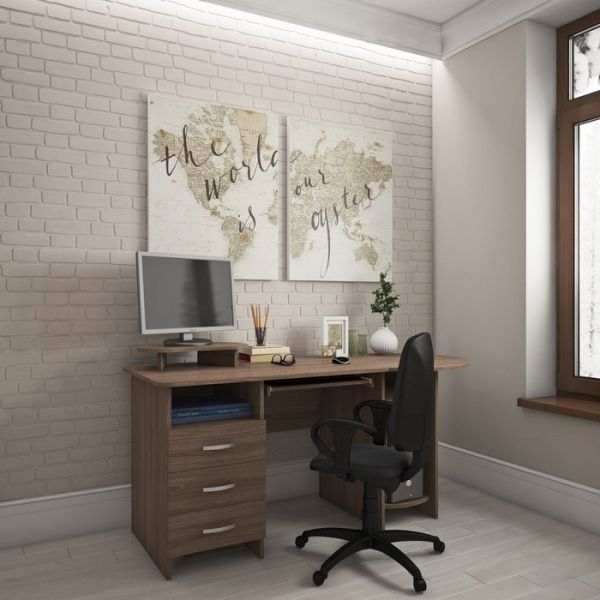 Стол компьютерный, 1647 ? 742 ? 748(844) мм, цвет клён ванкувер