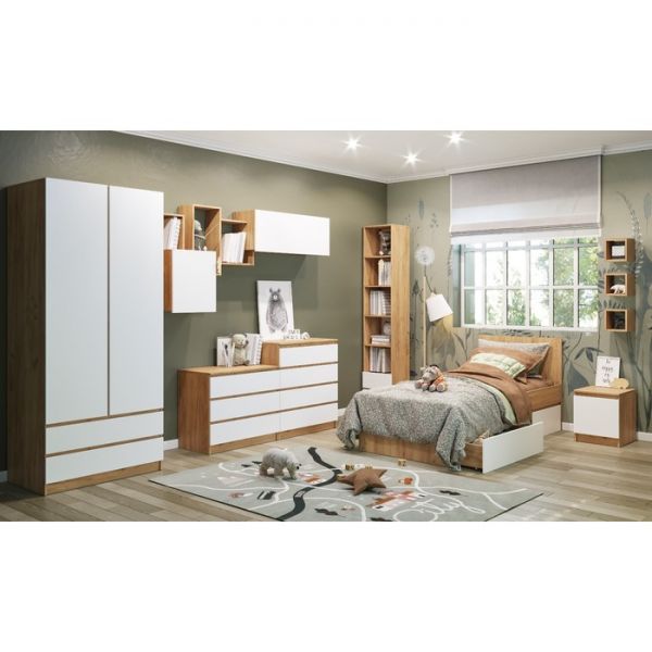 Комод с 4-мя ящиками Бетти, 800х420х1000, Дуб крафт золотой/Белый