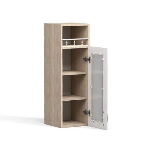 Шкаф-витрина навесной с полкой Анжелика 300х300х920 Дуб молочный/Ясень