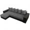 Угловой диван «Дубай», еврокнижка, правый угол, цвет серая рогожка / чёрная экокожа