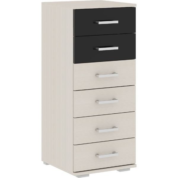 Комод Сити 40-1 990х400х410 Сосна карелия /Черный Глянец