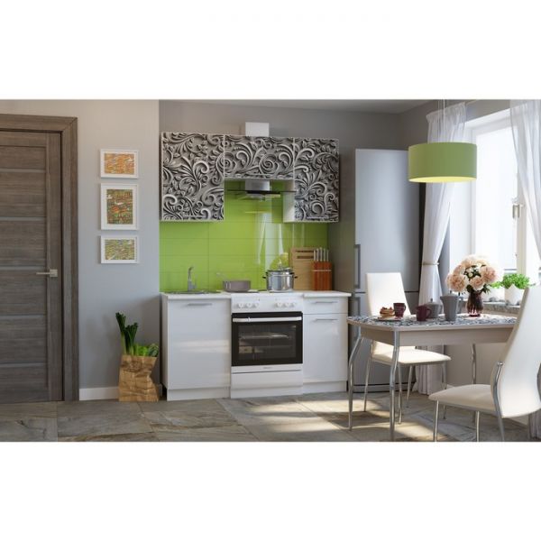 Кухонный гарнитур ЭКО 1500 мм, столешница под мойку 500 мм, цвет эко-1 элегия/белый