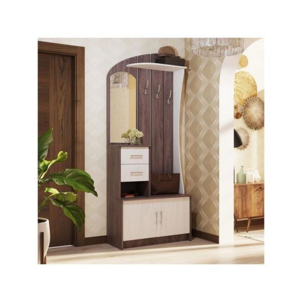 Прихожая «Саша 20», 840 ? 375 ? 2100 мм, ЛДСП, зеркало, ясень анкор тёмный / анкор светлый