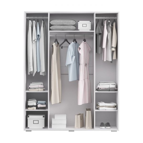 Шкаф 4-створчатый «Акцент №24», 1600 ? 523 ? 2020 мм, цвет белый / цемент светлый