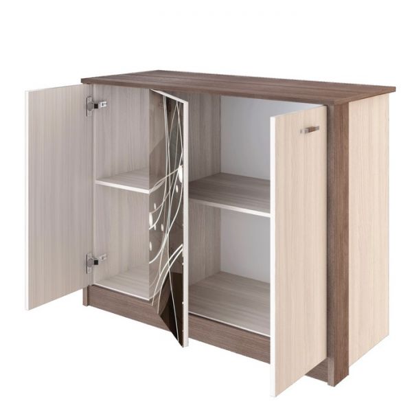 Комод «Николь», 1066 ? 452 ? 856 мм, 3 двери, цвет ясень шимо светлый / тёмный