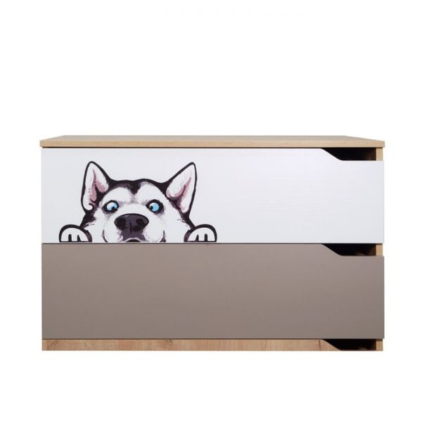 Комод 4 ящика Хаски-5 ирландский дуб/белый/мокко