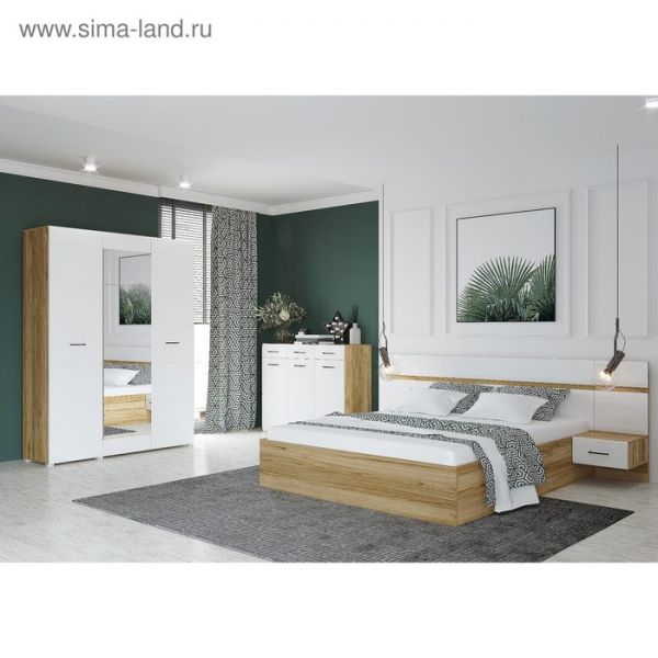 Шкаф 3х ств Ненси МДФ, 1500х2000х466, Дуб золотой/Белый глянец