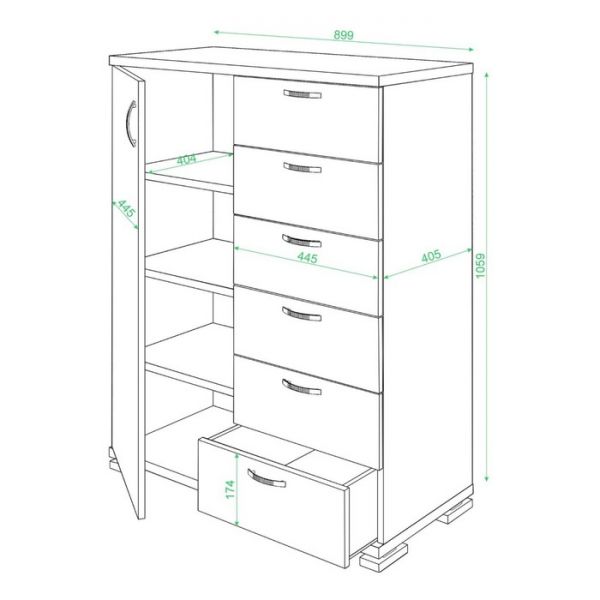Тумба, 900 ? 430 ? 1150 мм, цвет венге