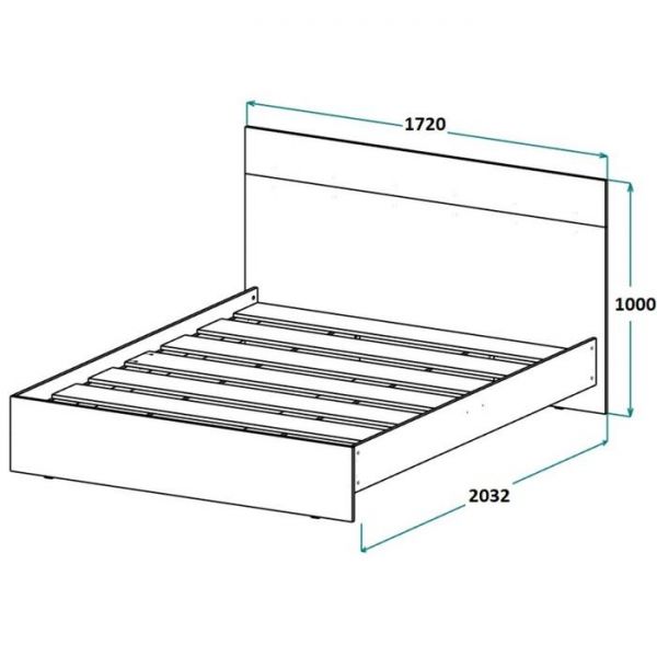 Кровать ЛАЙТ 1600х2000 Белый/корпус Дуб Сонома