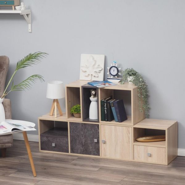 Стеллаж №4 DICE CUBE 4 секции, 360х320х1395, Дуб сонома