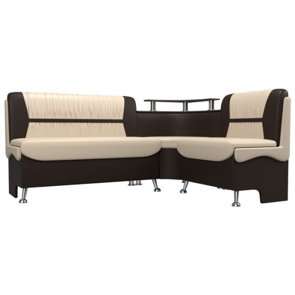 Кухонный угловой диван «Сидней», экокожа, цвет бежевый / коричневый