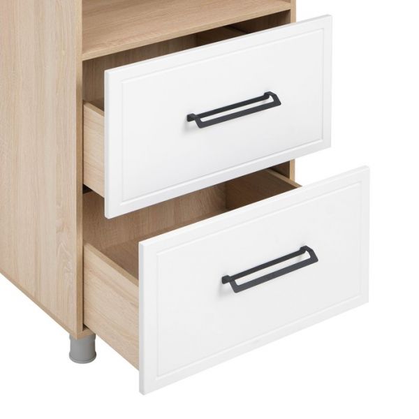 Шкаф-пенал под технику напольный Квадро 600х565х2150 Дуб сонома/Нубук Милк